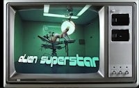 a tv with the words alien superstar on it